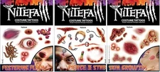 NITEFALL Halloween Temporary TATTOOS Costume Body Art Stickers Waterproof Sets