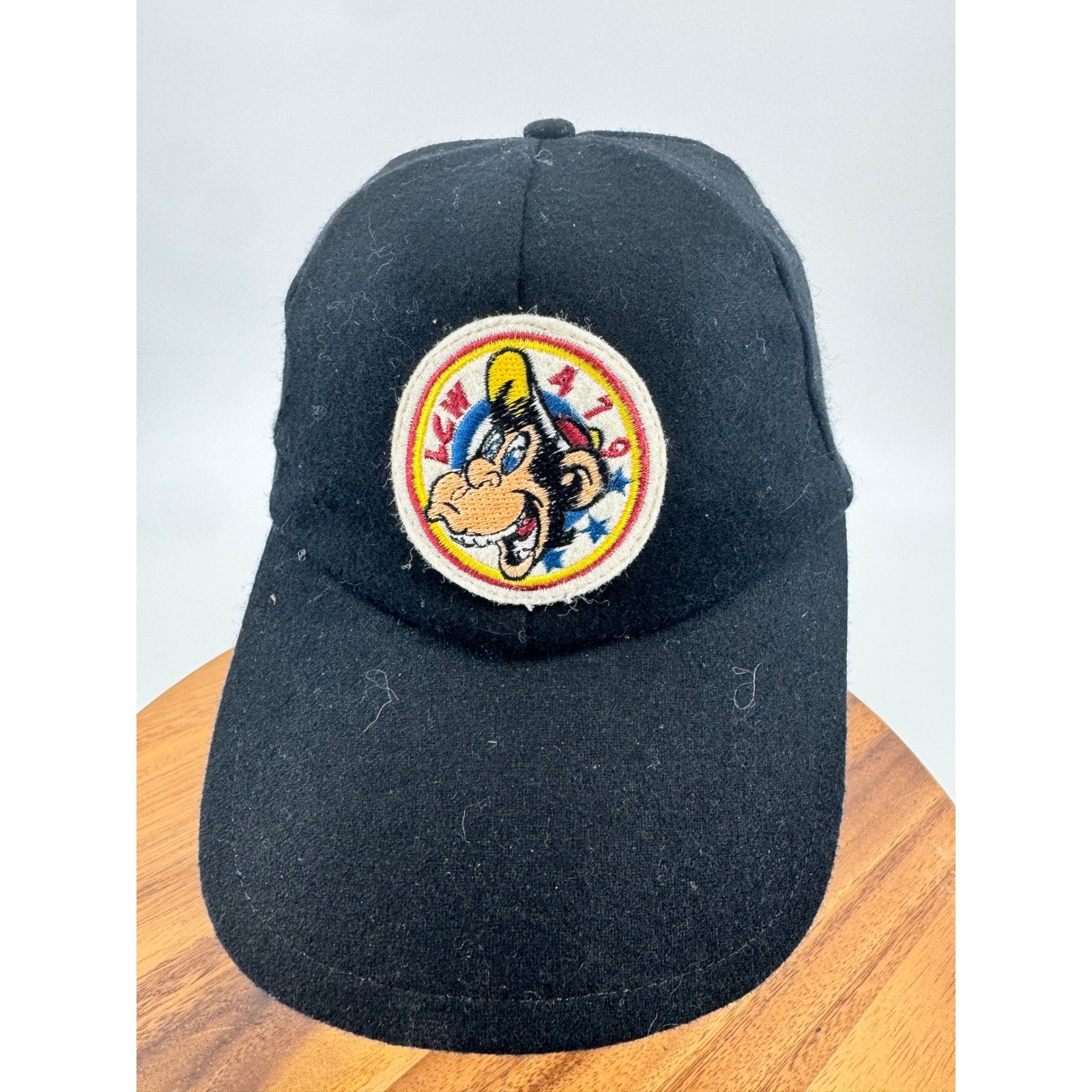 Vintage Monkey Character Patch Black Baseball Cap… - image 1