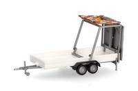 Herpa 052368-004 VerkehrssicherungsanhäNger 2Achs - Weiß 1:87 Neu + Ovp
