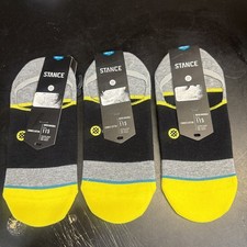 Stance No Show Socks Black Grey And Yellow Size L - Lot Of 3
