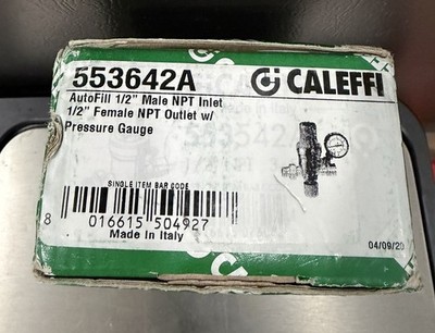 Caleffi 553642A AutoFill 1/2'' NPT Inlet X 1/2'' NPT Outlet w/ Pressure Gauge Fs