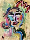 14x11 Unframed Original Expressionism Woman Handmade Acrylic — photo 2
