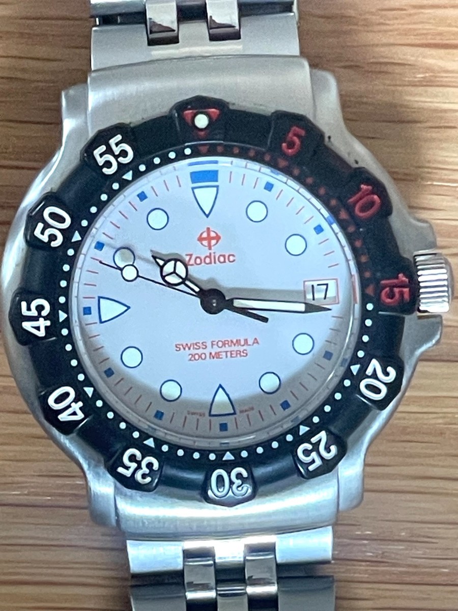 Zodiac Rare Swiss Formula 200m Dive Watch – 30mm White Dial 