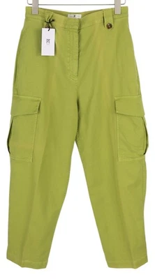 PT Torino Zoe Pantalon Femme 44 W30 Vert Taille Haute Lin Slim Cargo - Photo 1/4