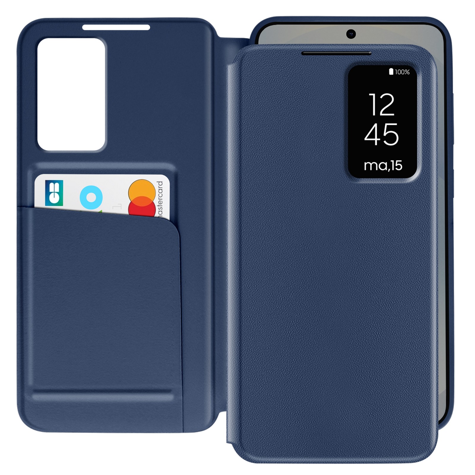 Étui à clapet bleu nuit pour Samsung Galaxy S25 Plus Avizar avec porte-carte et fenêtre