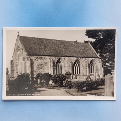 Tain Ross Postkarte um 1930 Echtfoto alte St. Duthus Kirche & Friedhof Schottland