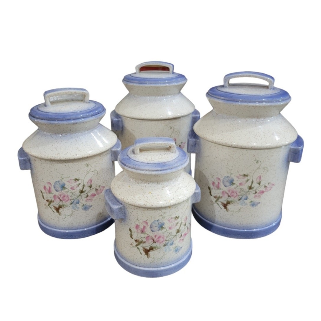 Vintage Atlantic Mold 74 Farmhouse Kitchen Canister Set with Milk Jug Cookie Jar
