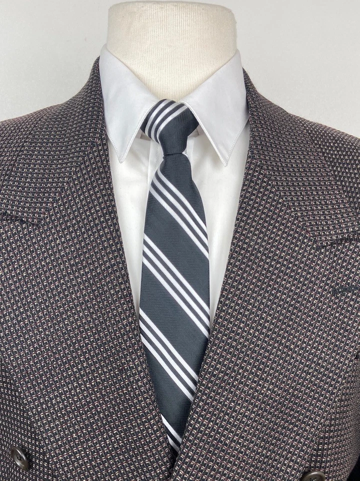 Blazer Abrigo Deportivo Traje Chaqueta Tallia Para Hombres 40R Marrón Doble Pecho Suave 100% Lana Foto 3 de 4