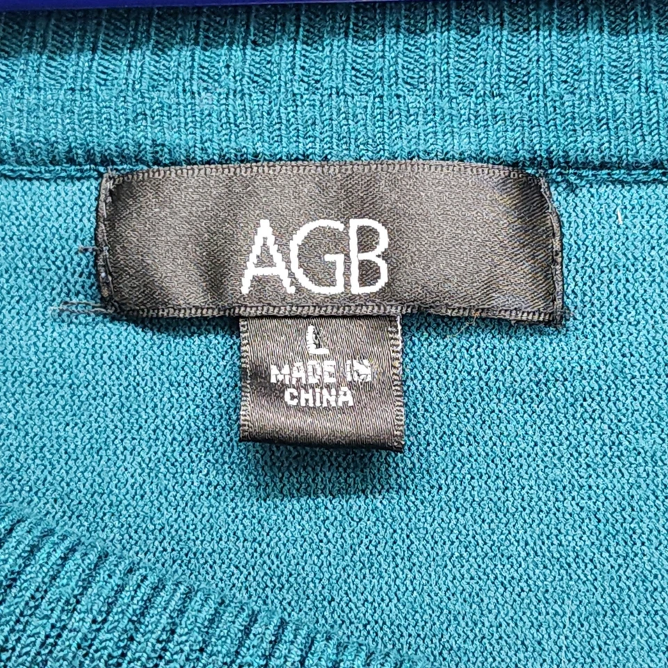 Suéter AGB Para Mujer L Verde Azulado Capucha Cuello Manga Corta Pullover Elastizado Informal Foto 3 de 4