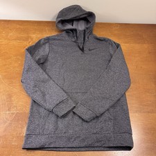 Nike Hoodie Mens Small Gray Dri Fit Pullover Long Sleeve Sweatshirt Swoosh