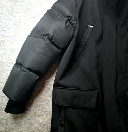 Alexander Wang x H&M Black Neoprene Parka Coat Mens Size S *no hood* image 9