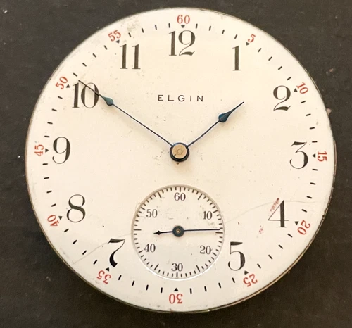 Antique 1909 Elgin Grade 291 Pocket Watch Movement Parts Good Balance 16s 7j USA