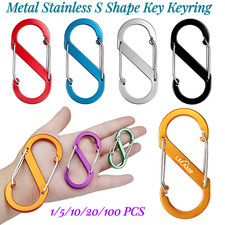Carabiner Clips Double Sided Snap Hook Metal Stainless S Shape Key Keyring 1/10X