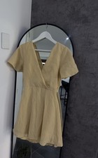 Perfect Stranger Yellow Linen Style Tie Up Mini Dress