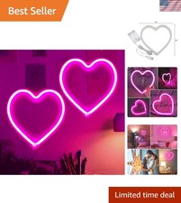 Battery USB Pink Heart Neon Lights - Perfect for Valentine's Anniversaries