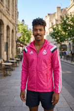 Adidas Vintage Rare Real Madrid Woven Nylon Glanz Anthem Jacket Pink Neon Sm