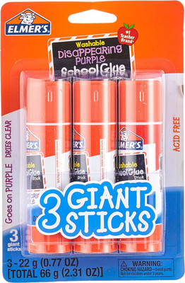 Disappearing Purple School Glue Sticks, Washable, 22 Grams, 18 Sticks Total (Pac