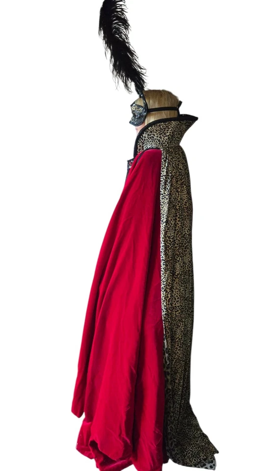 Dramático Vegas Showgirl Teatro 6 Piezas Terciopelo Rojo, Conjunto de Disfraz de Leopardo Talla M Foto 2 de 4