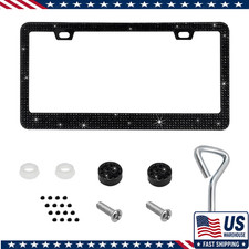 Rhinestone License Plate Frame Stainless Steel Crystal Car Tag Covecolor Black Rhinestone License Plate Frame Stainless Steel Crystal Car Tag Covecolor Black