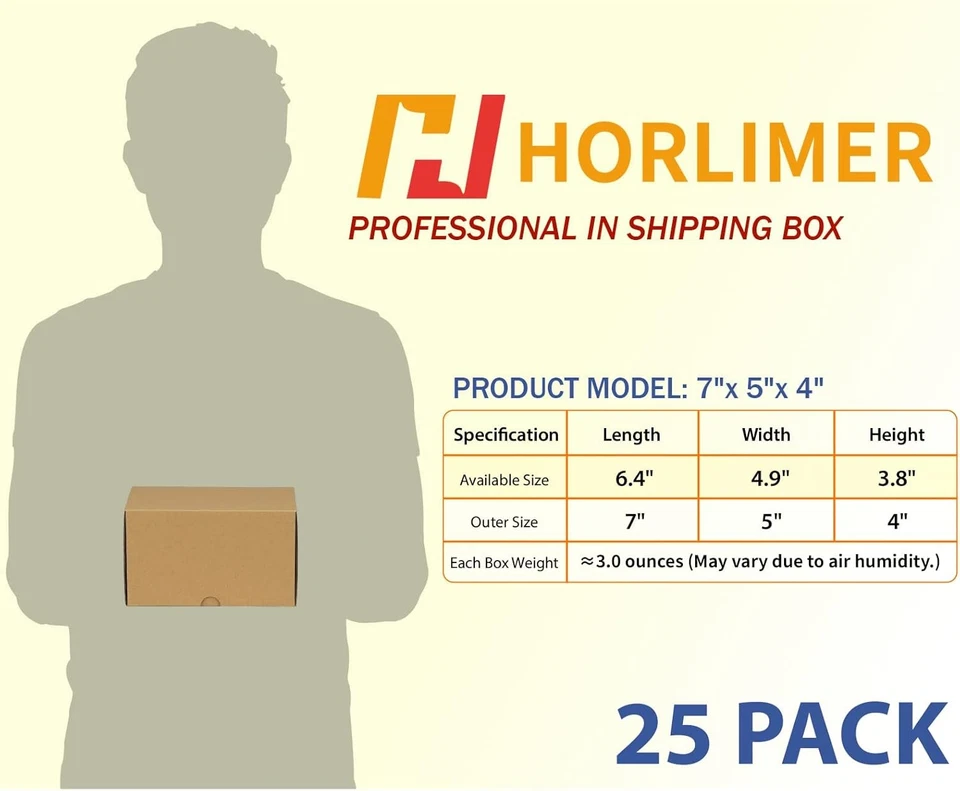 HORLIMER 7x5x4 inches Shipping Boxes Set of 25, Brown 7" x 5" x 4",  - Image 2 of 4