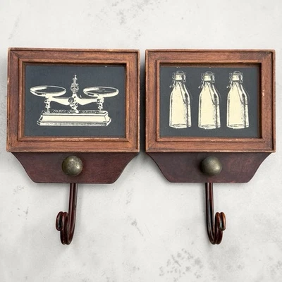 Lot 2 Tableaux Muraux Siléa avec Crochet Bois Décor Cuisine Vintage Rétro - Photo 1/4