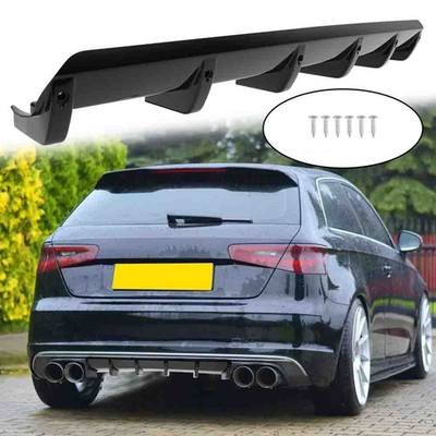 For Audi Q3 Q5 Q7 Q8 Gloss Black Rear Bumper Diffuser Spoiler Splitter Lip 6 Fin
