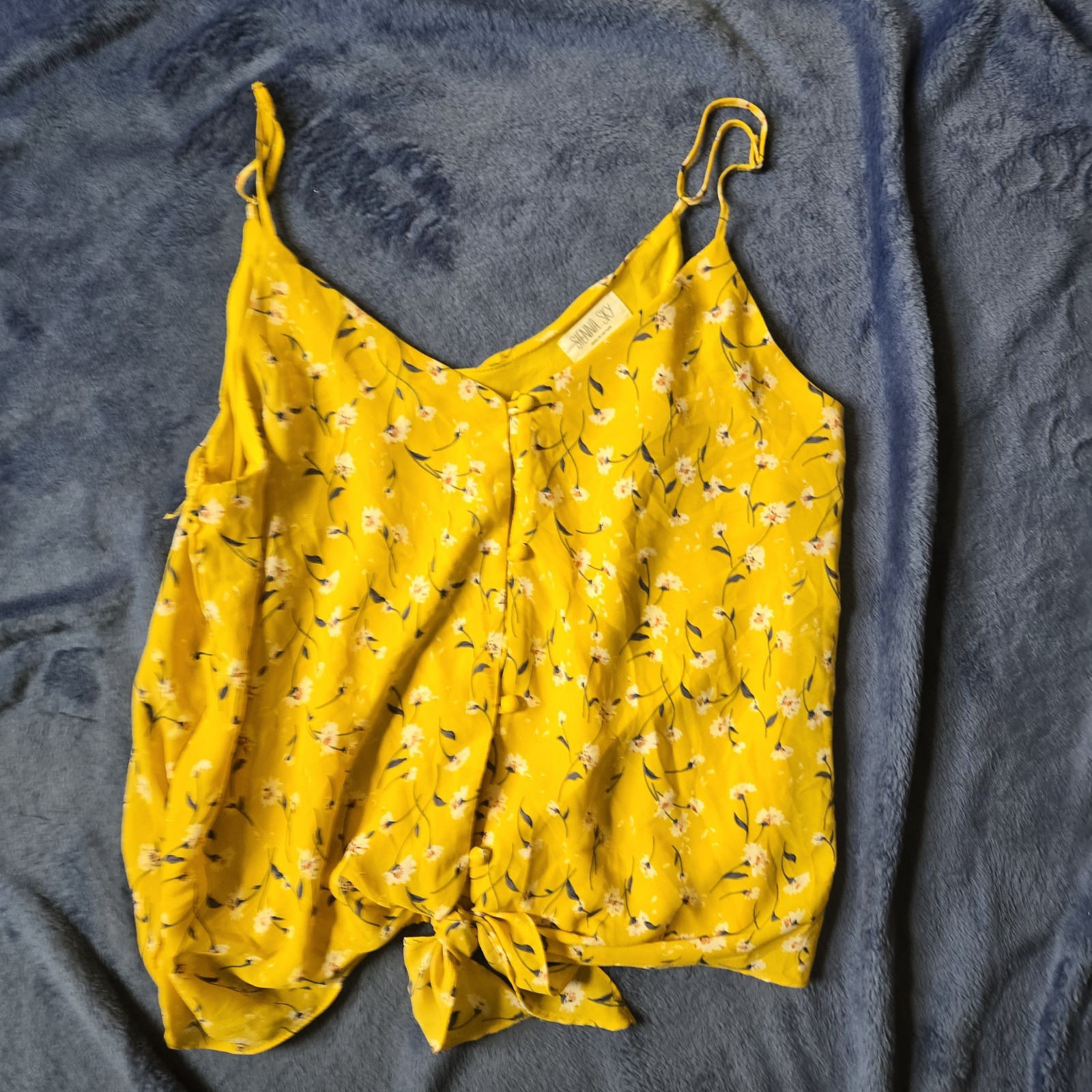 Sienna Sky Yellow Floral Knotted Summer Cami Top M