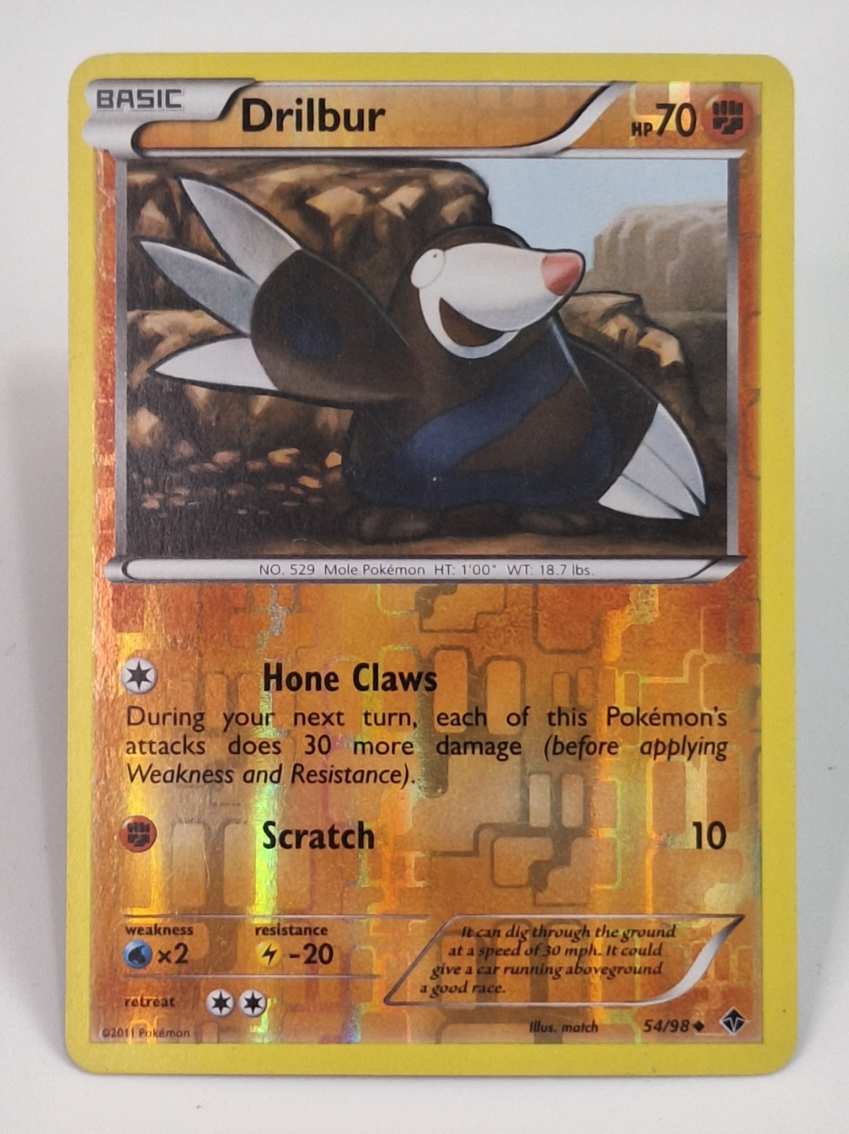 Drilbur 54/98 Emerging Powers Reverse Holo Pokemon Card TCG 70HP Mole