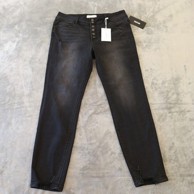 Flying Monkey Jeans Womens Size 32 Black Distressed Button Fly 34x28 New