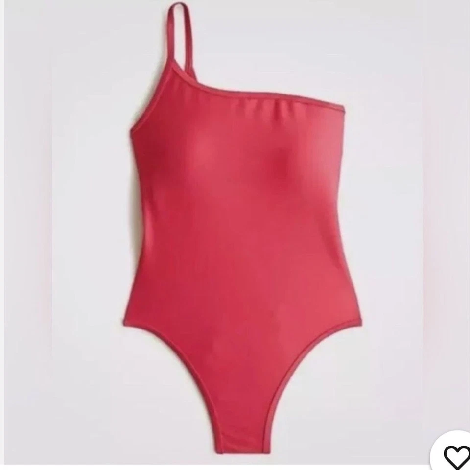 J. Crew Ribbed One Strap One Piece Swimsuit Hibiskus Pink Plus Size 18 Neu