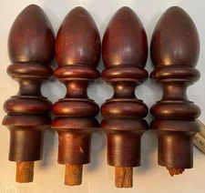Vintage Set of Solid Mahogany Poster Bed Finials 7 1/2" high