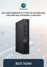 Dell Mini Desktop PC i7 8th, up to 64GB RAM, 2TB NVMe SSD, Windows 11 Pro WiFi