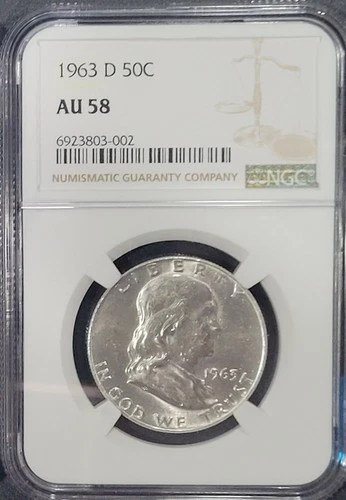 1963   FRANKLIN  HALF  DOLLAR  - NGC  AU58