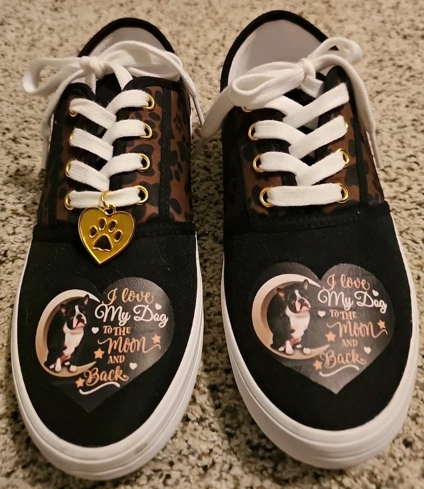 Tênis Bradford Exchange Feminino 8 I Love My Dog Boston Terrier Estampas de Pata - Imagem 2 de 4