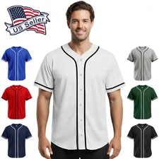 Exxact Sports Full Button Plain Baseball Jersey for Men & Women, Sports Jersey