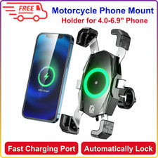 Motorcycle Phone Mount W/ Qi 15W Wireless Charger USB C 20W Fast Charging Port