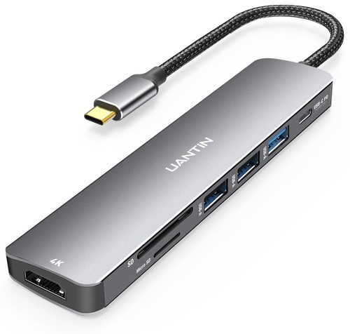 USB C Hub 7 in 1 Multiport Adapter with 4K HDMI Dongle, 100W PD, SD/TF Card R...