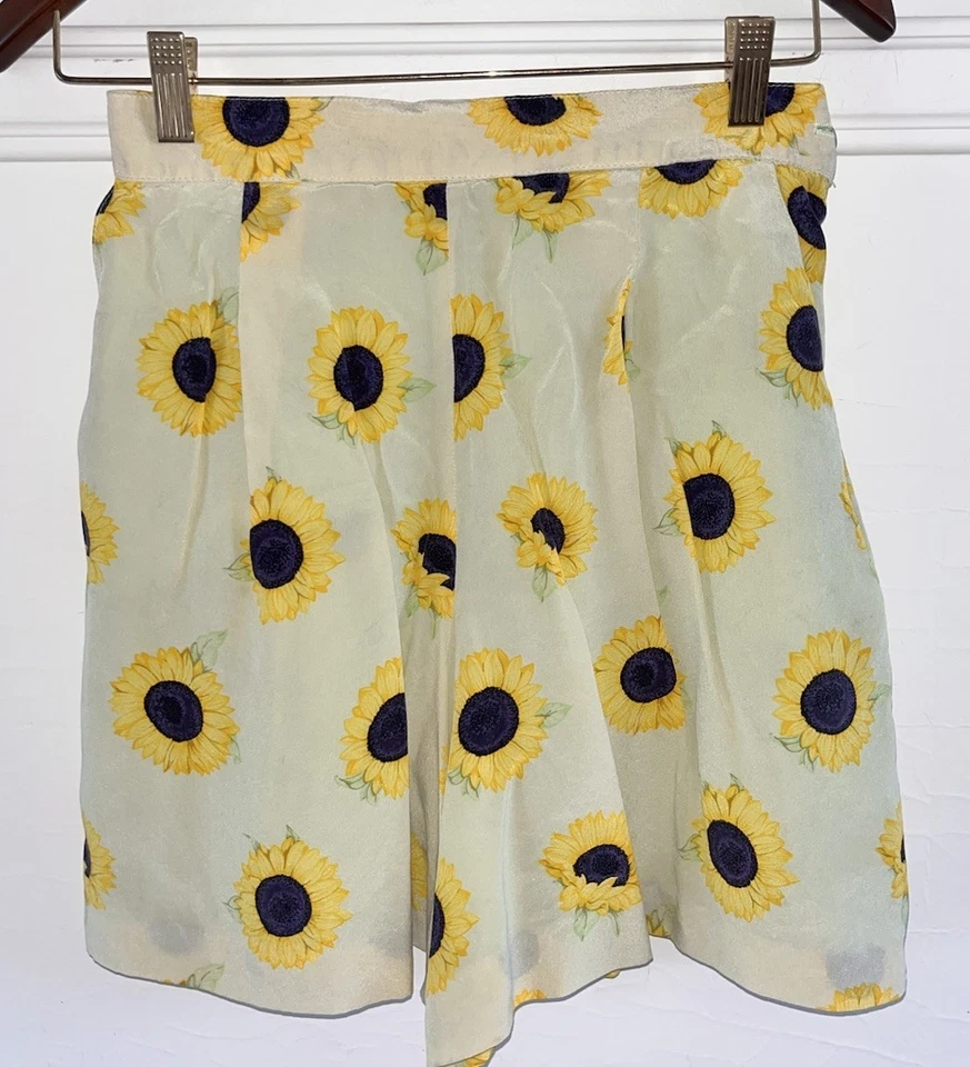 Pantalones Cortos De Colección ESCADA 100% Seda Forrados Girasoles 🌻 Fluidos Hechos en Alemania Talla 36 6 Foto 2 de 4