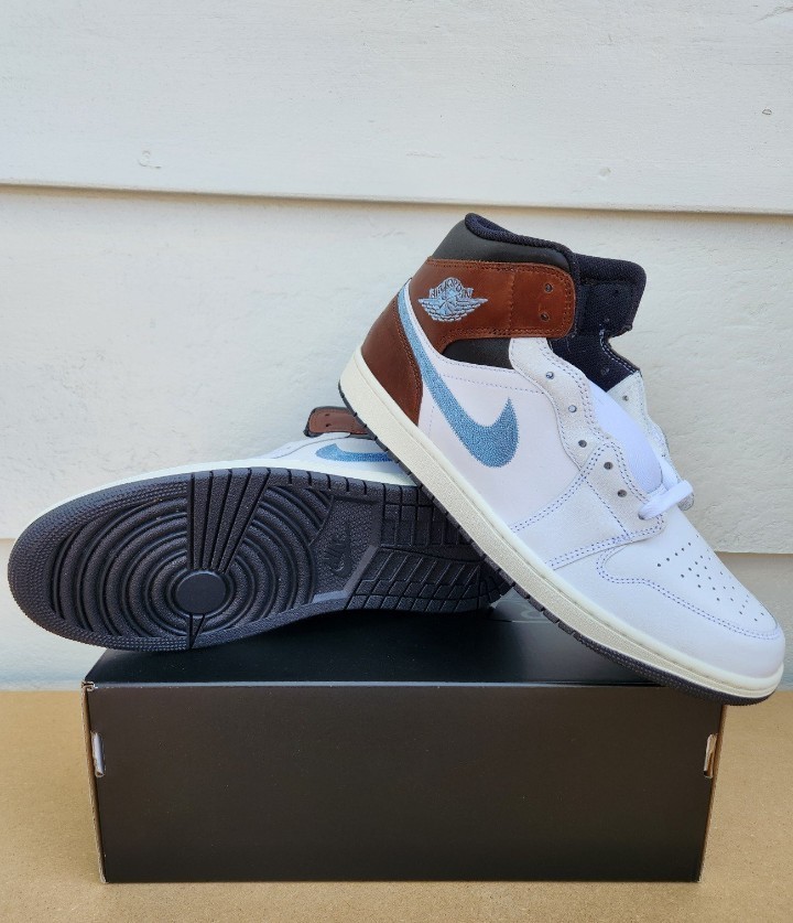 Nike Air Jordan 1 Mid SE Shoes White Black Blue Gray Men's NEW | eBay
