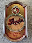 Vintage Stroh’s Fire-Brewed Beer Faux Wood Sign 70’s-80’s