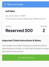 Jeff Allen Jun 6 2026 7:30 PM Performing Arts Center at Blue Gate Reserved 300