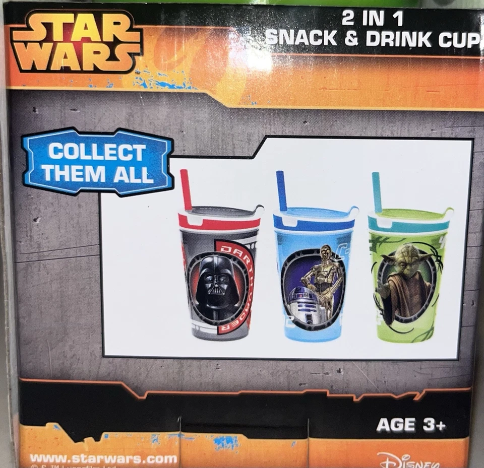 Snackeez Jr. 2 N 1 Drink & Snack Cup Darth Vader Star Wars As Seen On TV New 8oz - Image 2 of 2