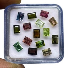 15 Pcs Natural Multi Tourmaline 4-4.7mm Baguette Cut Loose Untreated Gemstones