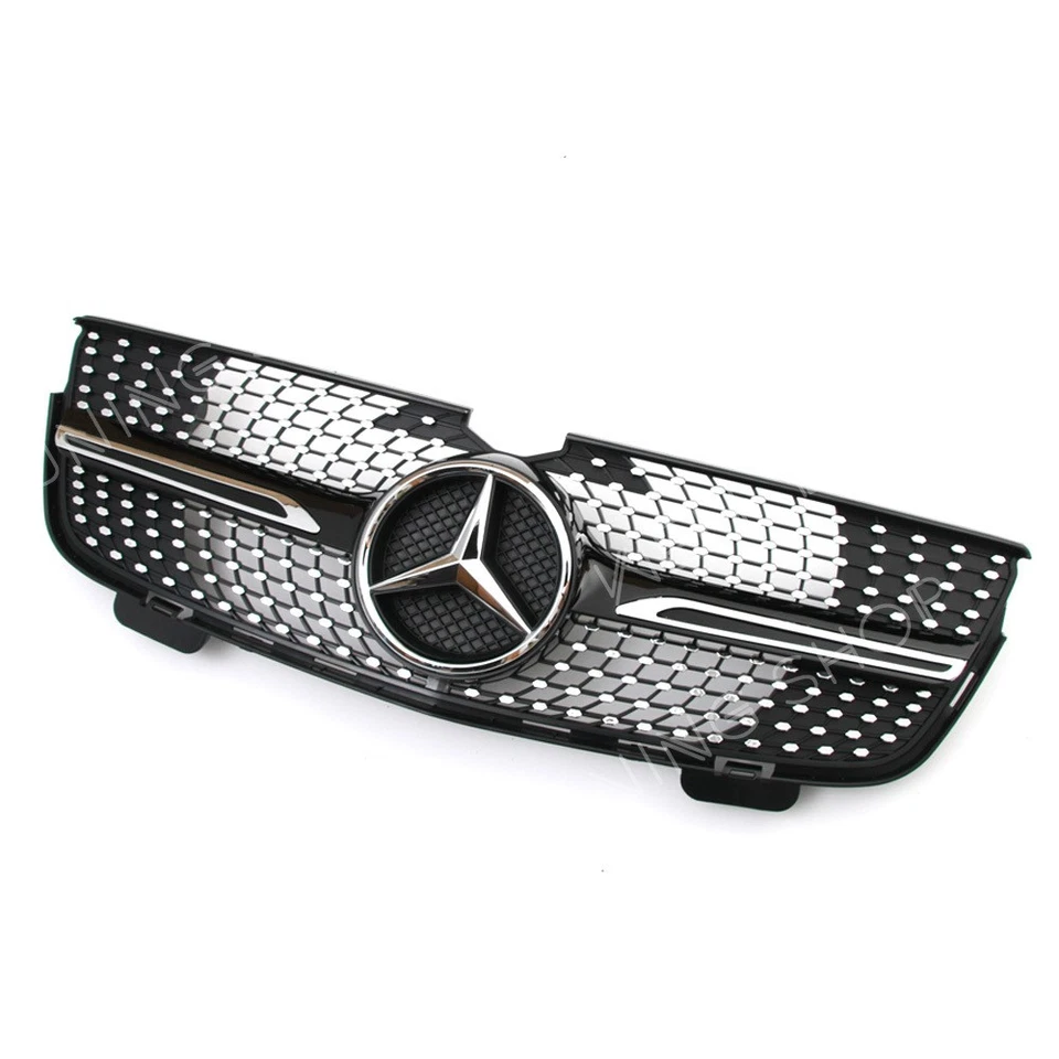 For Mercedes Benz GL-Class X164 07-12 GL320 GL350 GL450 Chrome Black Star Grille - Image 4 of 4