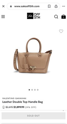 $2695 Valentino Garavani Nude Leather Rockstud Double Top Handle