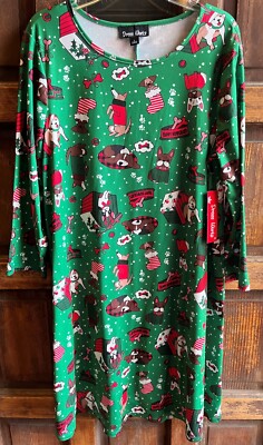 SWING DRESS Christmas Dogs Size L(12-14) Corgis/Frenchies/Bulldogs/Bassets NEW!