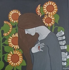 Original Painting Sunflowers and Ten Daggers Acrylics on Canvas