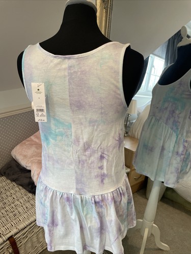 T shirt with frill size 8 George NEW Blue The Dye - Picture 2 of 6
