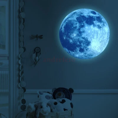 30cm Creative 3D Large Moon Glow In The Dark Fluorescent Wall Sticker Decal HOT - image 1 of 4