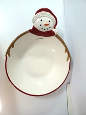 NEW~ Snowman 13" Serving Bowl Christmas Holiday St. Nicholas Square Yuletide
